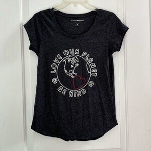 Lucky Brand Charcoal Love Our Planet Be Kind Graphic Tee